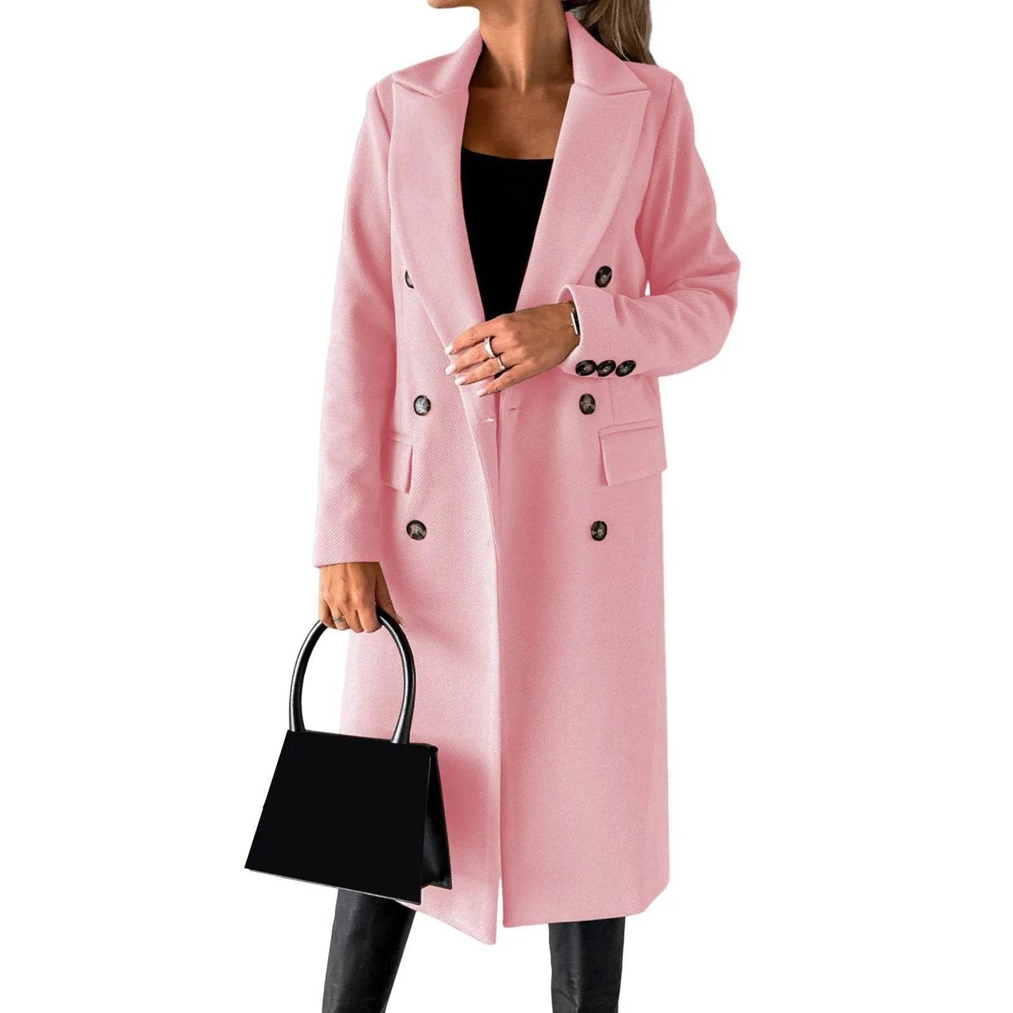 Buy Center Winter Women Overcoat - Double-Breasted Turn-Down Collar - Buy Center UK