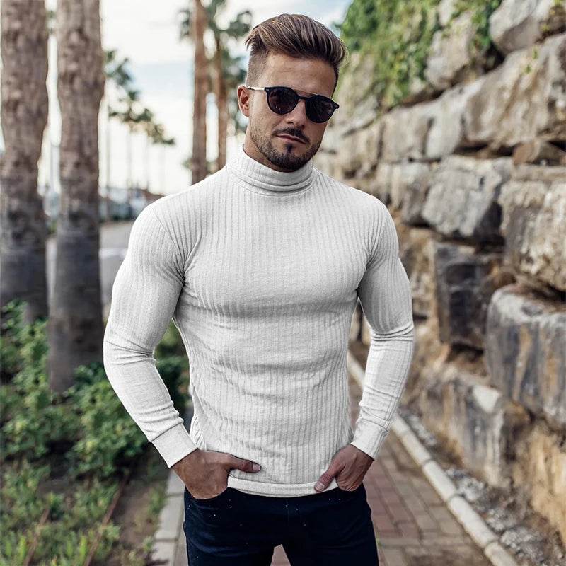 Buy Center Slim Fit Turtleneck Sweater - Casual Roll Neck Pullover - Buy Center UK