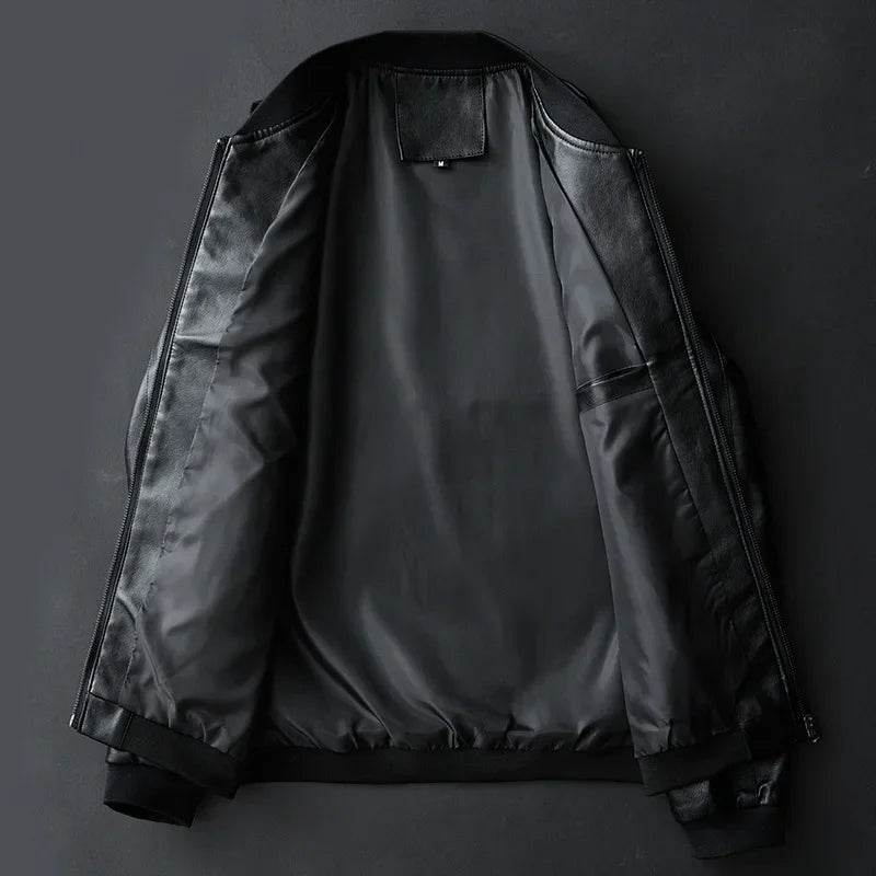 Buy Center Men's Black Biker PU Leather Jacket - Trendy Slim Fit - Buy Center UK