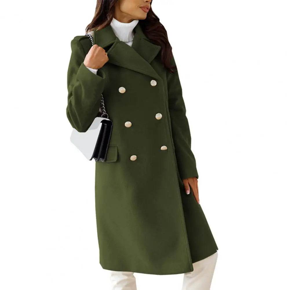 Buy Center Winter Women Overcoat - Double-Breasted Turn-Down Collar - Buy Center UK