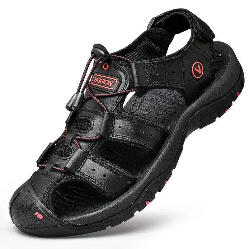 Buy Center Men's Genuine Leather Sandals - Casual Outdoor Shoes - Buy Center UK