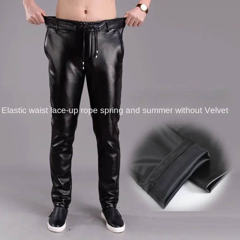 Buy Center Fleece-Lined Men's Leather Pants - Slim Fit, Black Style - Buy Center UK