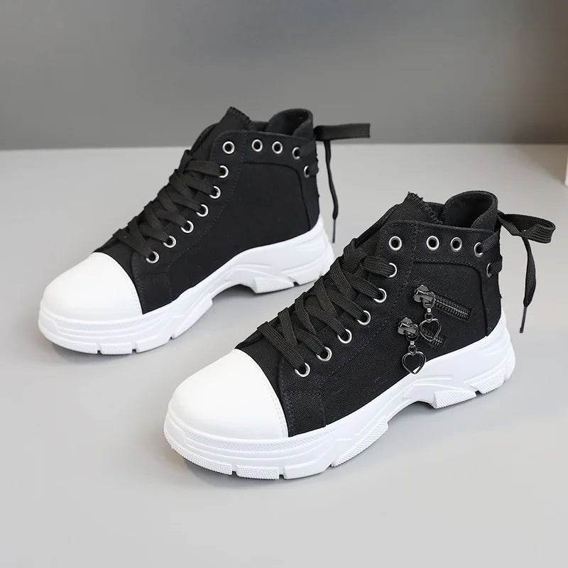 2024 Women's High Top Sneakers - Denim Canvas Lace-Up Boots - Buy Center UK