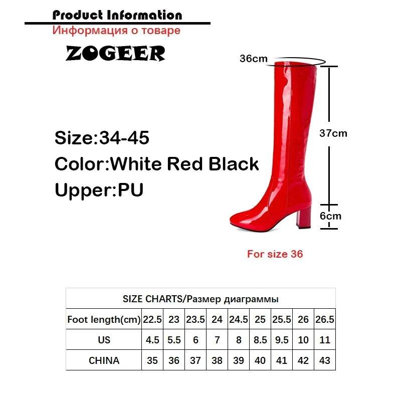Stylish Women’s High Knee Boots - Waterproof Patent Leather, Chic Colors - Buy Center UK
