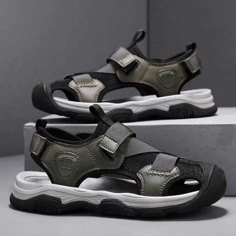 Buy Center Men's Leather Sandals - Casual Outdoor Beach Shoes - Buy Center UK