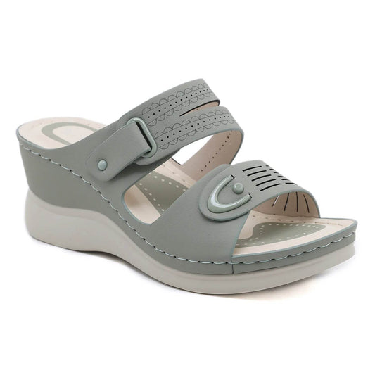 Buy Center Women's Leather Wedge Sandals - Casual Slip-On Summer Shoes - Buy Center UK