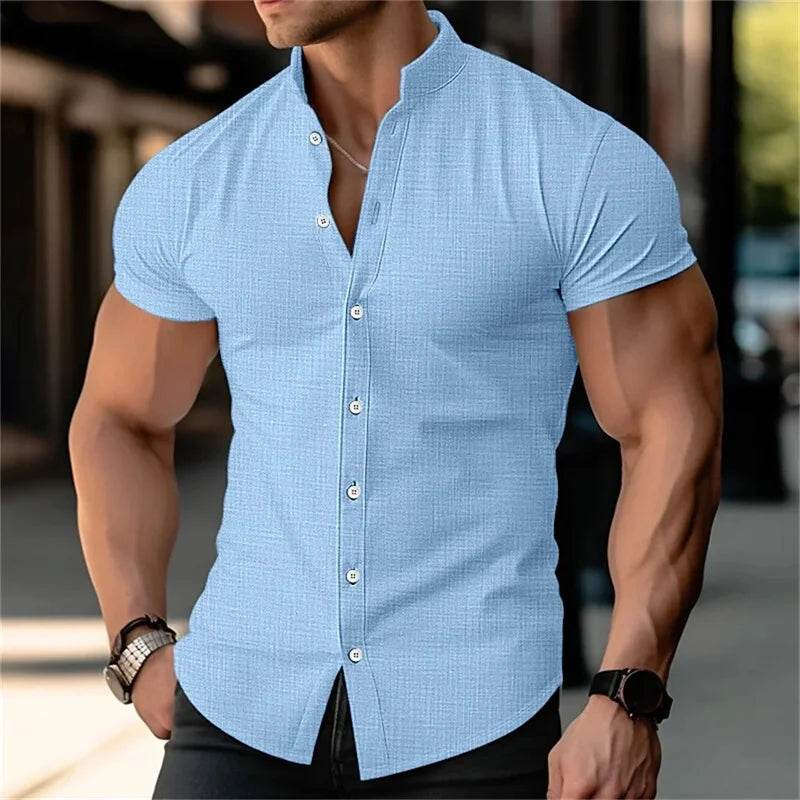 2024 Men's Short Sleeve Linen Shirt - Lightweight & Breathable Fashion - Buy Center UK