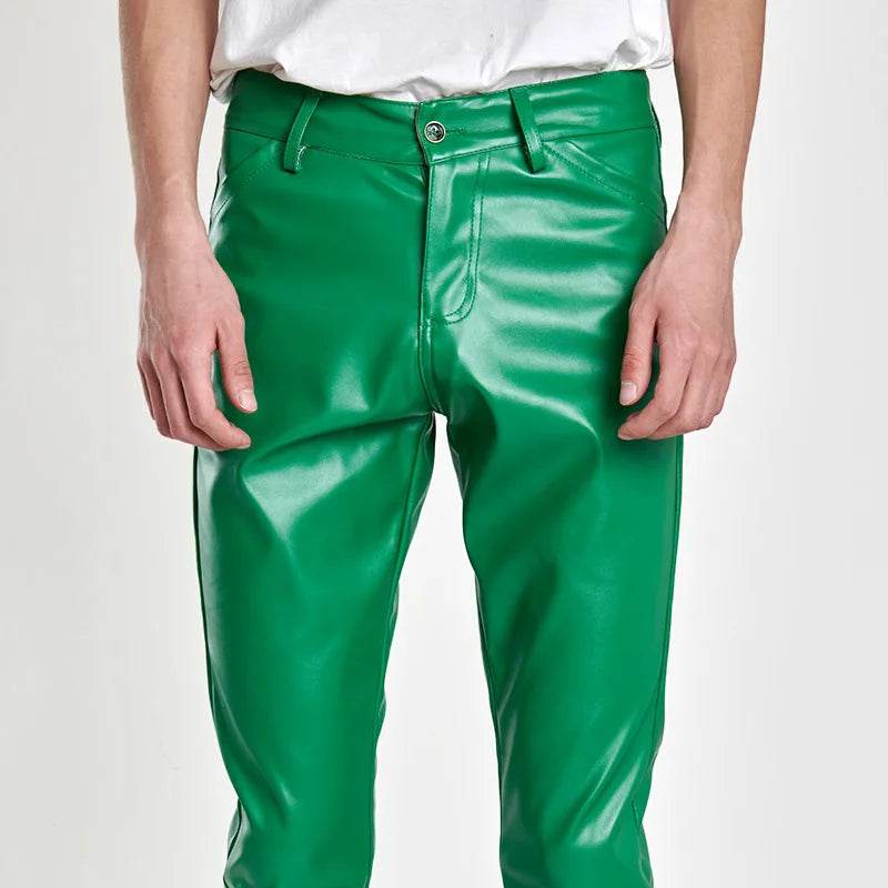 Buy Center Men's PU Leather Pants - Slim Fit Rock Style Trousers - Buy Center UK