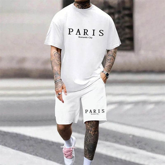 Hot Summer Men's Casual Suit - Letter Print T-Shirt & Shorts Set - Buy Center UK
