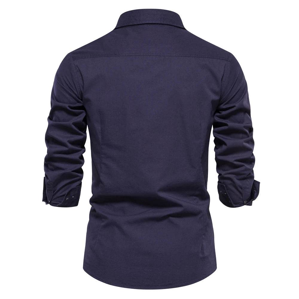 AIOPESON 2023 Men’s Military Style Pocket Shirt - 100% Cotton Slim Fit - Buy Center UK