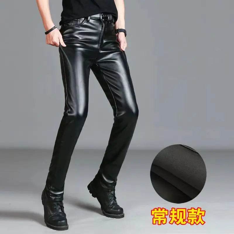 Buy Center Men's Faux Leather Pants - Slim Fit Black Leggings - Buy Center UK