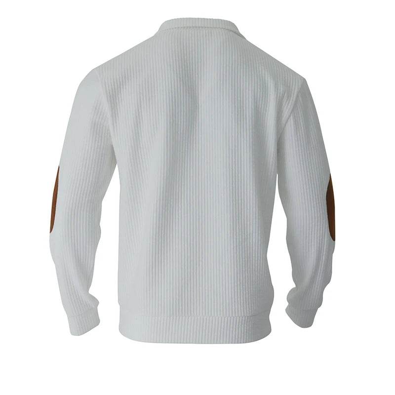 Buy Center Men's Casual Polo Sweater - Vertical Stripe Jacquard Design - Buy Center UK