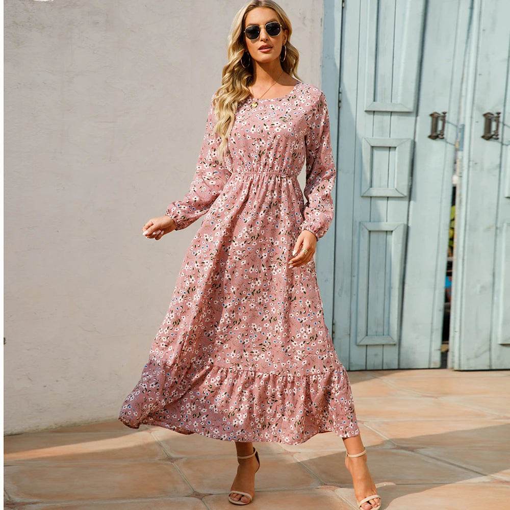 2023 Bohemian Women Maxi Dress - Long Sleeve Chiffon Floral Style - Buy Center UK