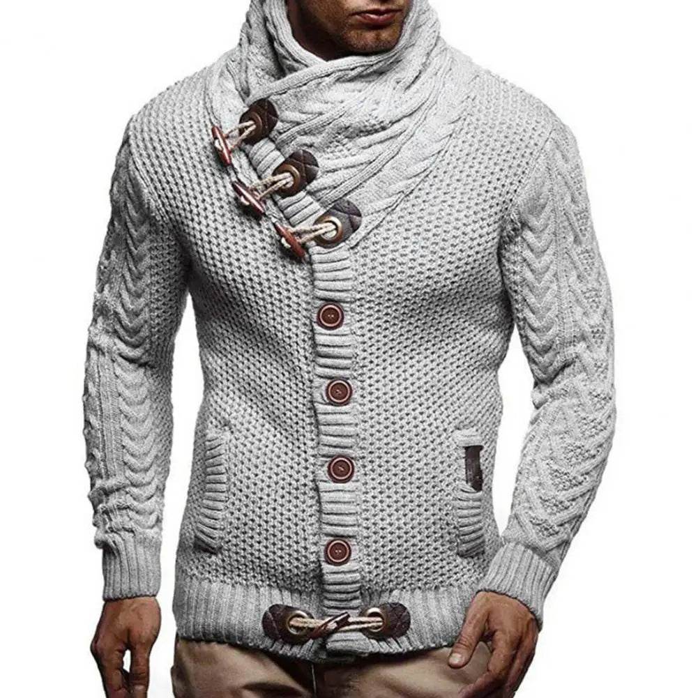 Vintage Turtleneck Cardigan Sweater - Slim Fit, Long Sleeve Men’s Knitwear - Buy Center UK