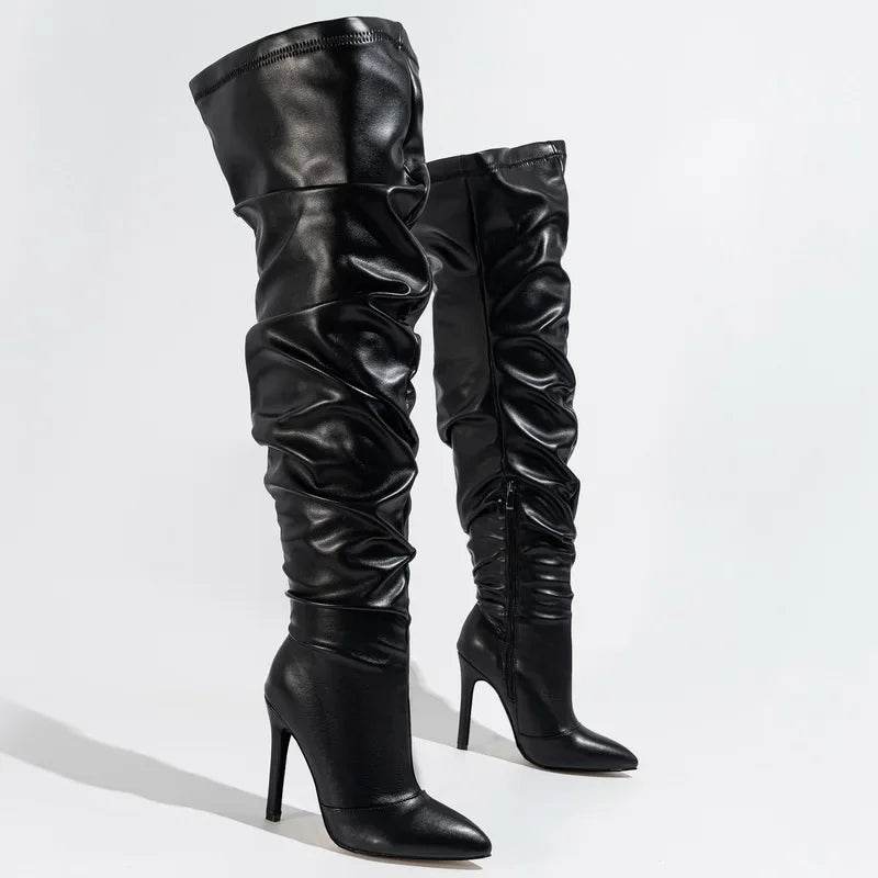 Stylish Women’s Side Zipper High Heel Long Boots for Nightlife - Buy Center UK
