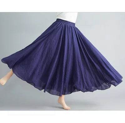 28-Color Mori Girl A-line Skirt - Cotton Linen, Elastic Waist - Buy Center UK