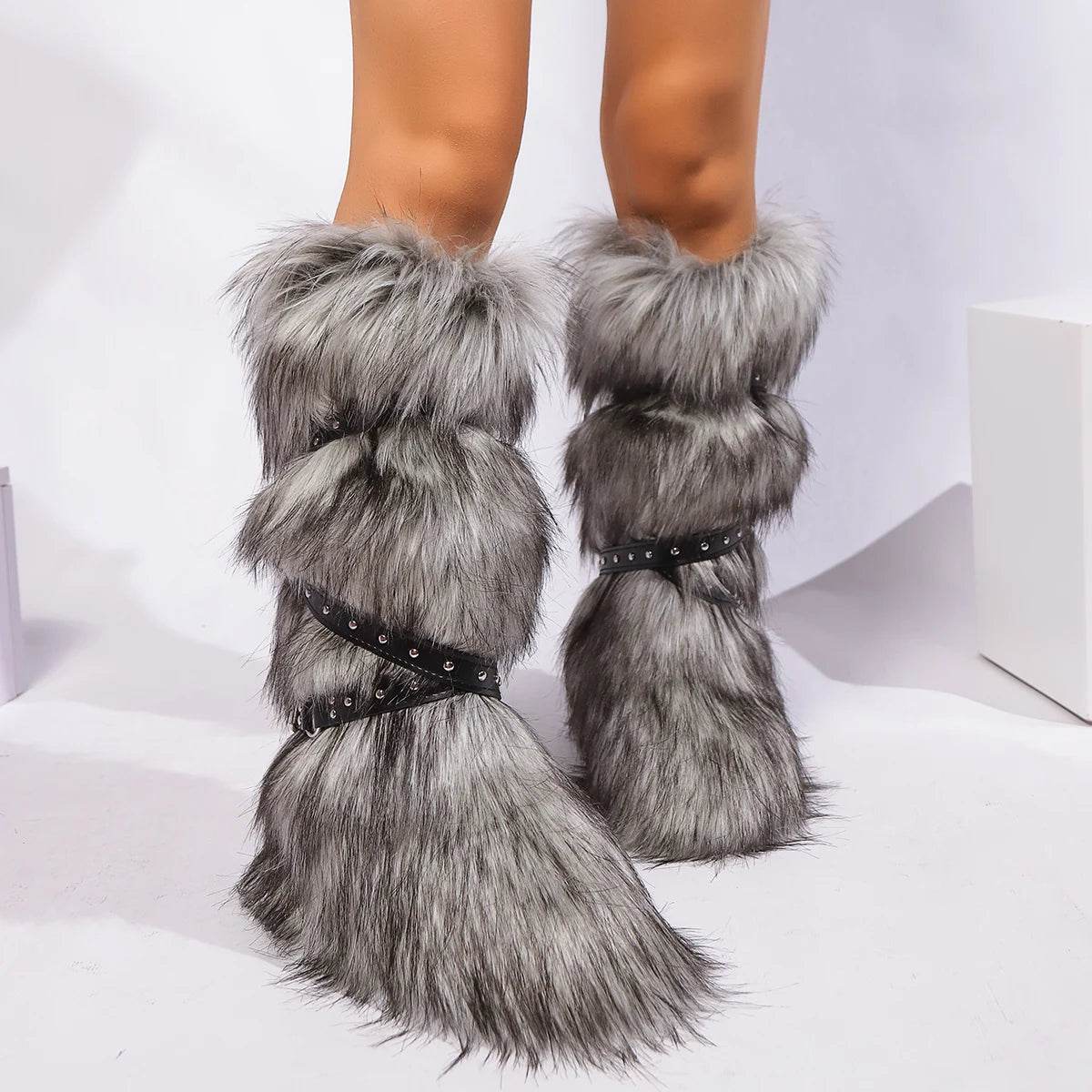 Buy Center Women’s Faux Fur Winter Snow Boots - Cute Over-Knee Style - Buy Center UK