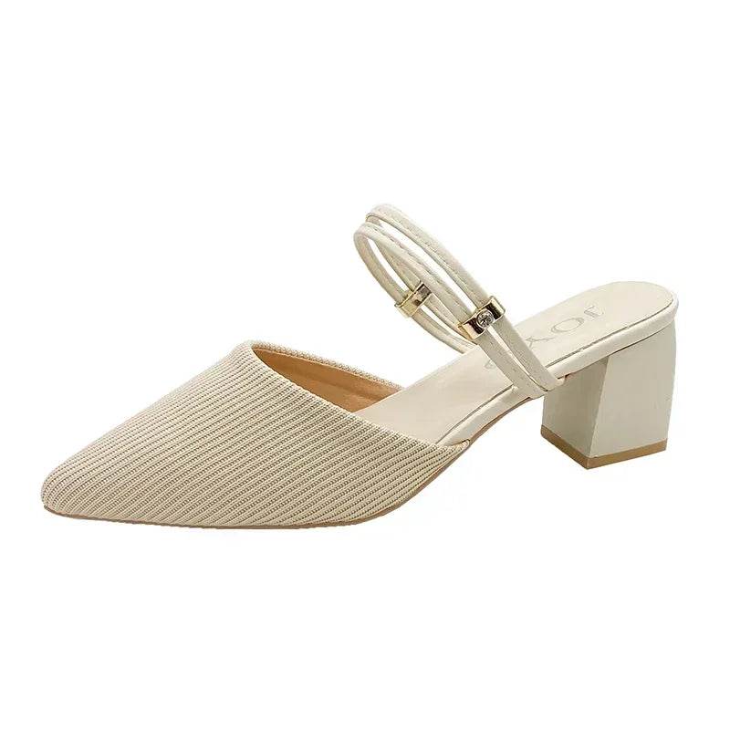 Buy Center Women’s Mules Shoes - Summer Pointed Toe Chunky Heels - Buy Center UK