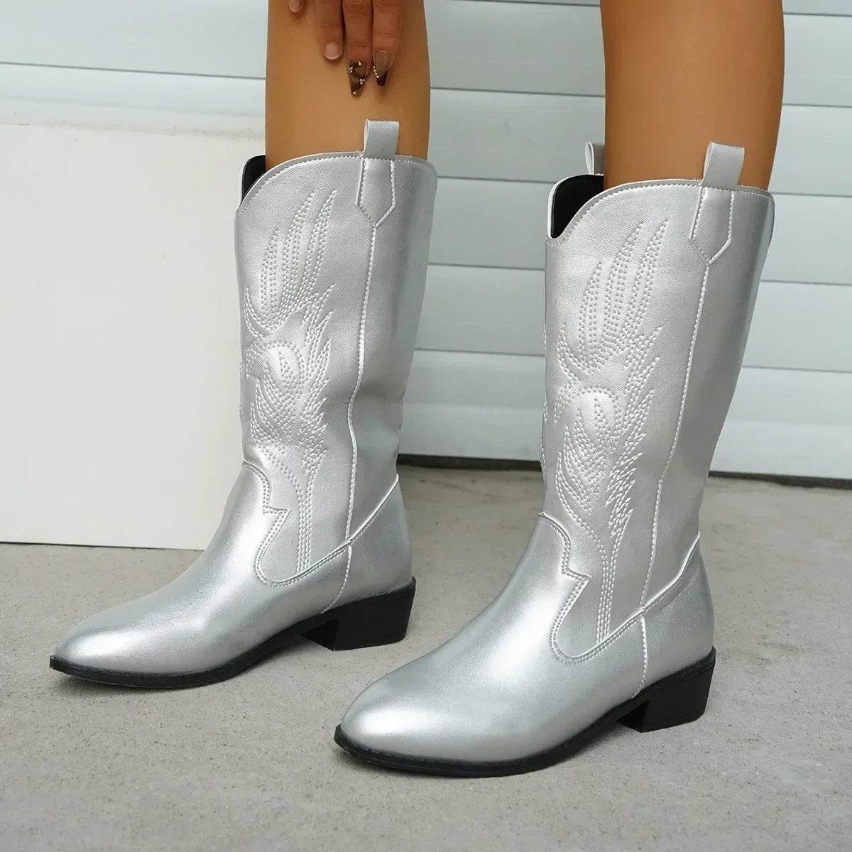 Women's Autumn Winter Slip-On Knight Boots - Thick Sole & Pointed Toe - Buy Center UK