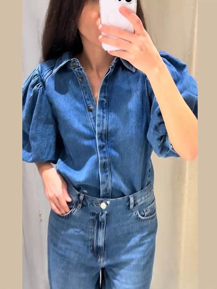 Buy Center Women's Puff Sleeve Shirt - Stylish Spring Streetwear Blouse - Buy Center UK