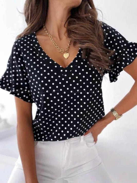 Buy Center Women's Loose Fitting Polka Dot T-shirt - Summer Casual Style - Buy Center UK
