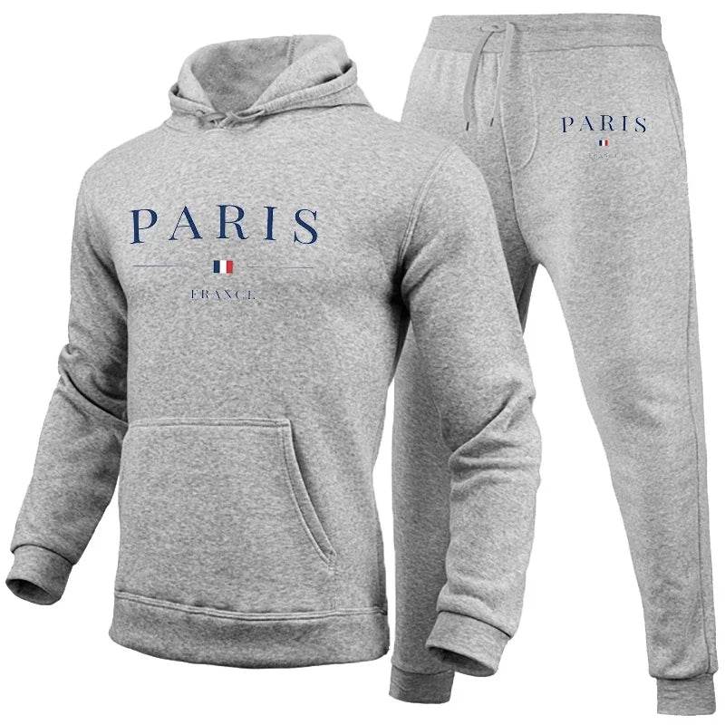 Buy Center Men's Hoodie Set - Paris Print Sweatshirt & Jogger Pants - Buy Center UK