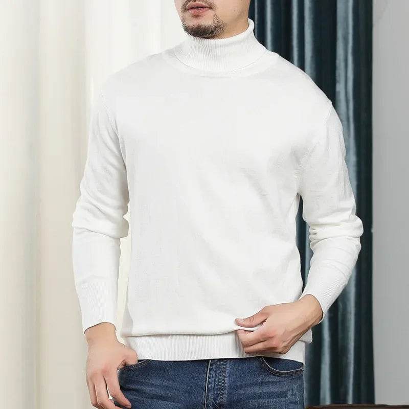 Buy Center White Turtleneck Sweater - Oversized Warm Knit Pullover - Buy Center UK