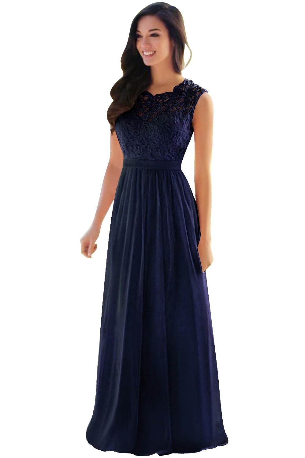 Elegant Pink Bridesmaid Dress - A-Line Lace Maxi Gown - Buy Center UK