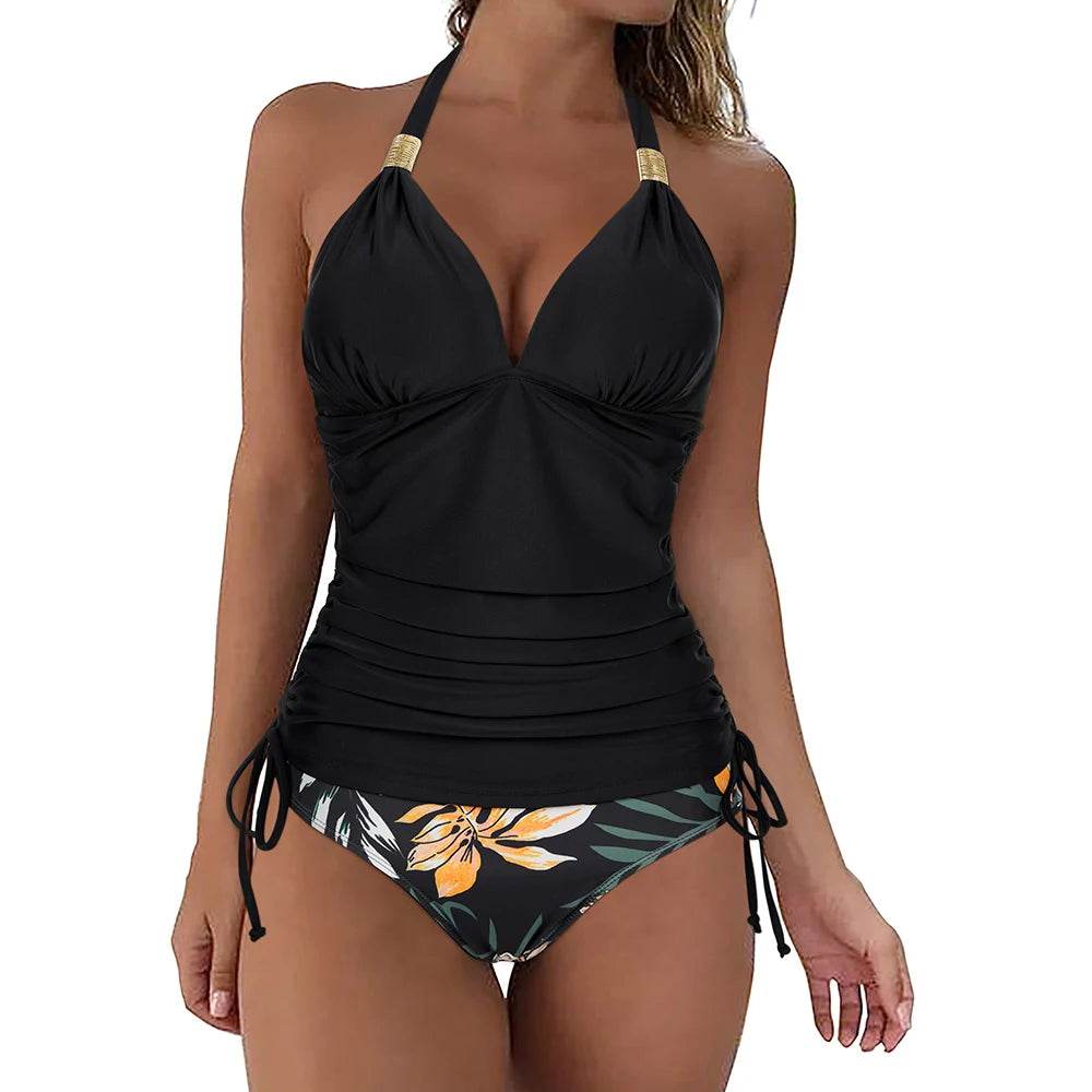 Buy Center High Waist Tankini Bikini Set - Stylish Bandage Print XL - Buy Center UK