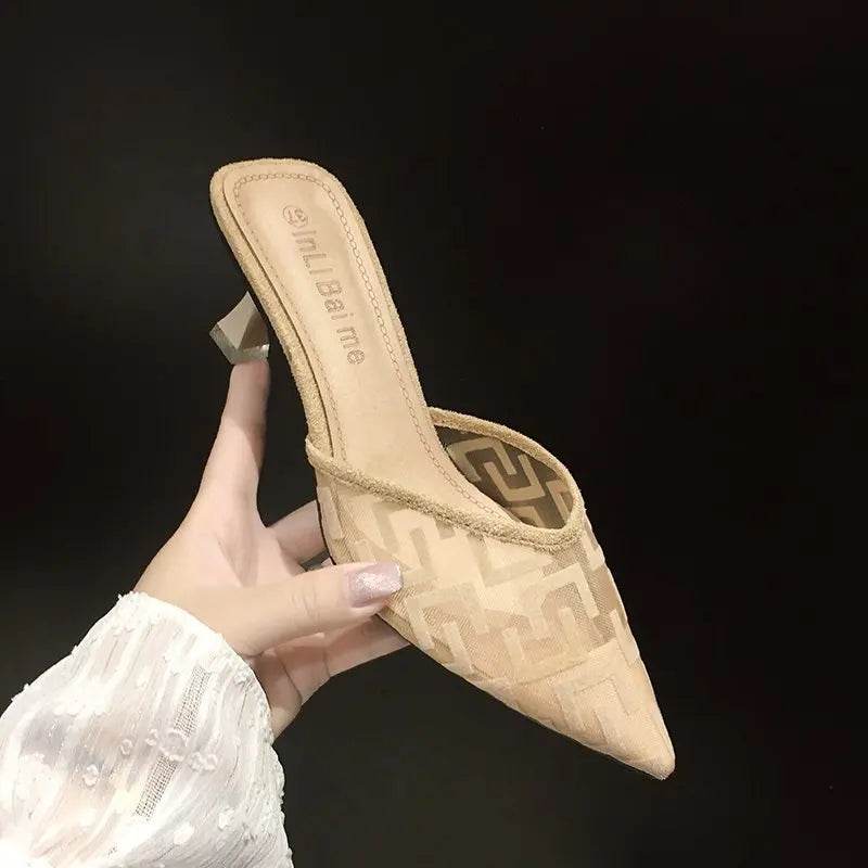 Buy Center Women's Mesh High Heels - Summer Pointed Toe Slippers - Buy Center UK