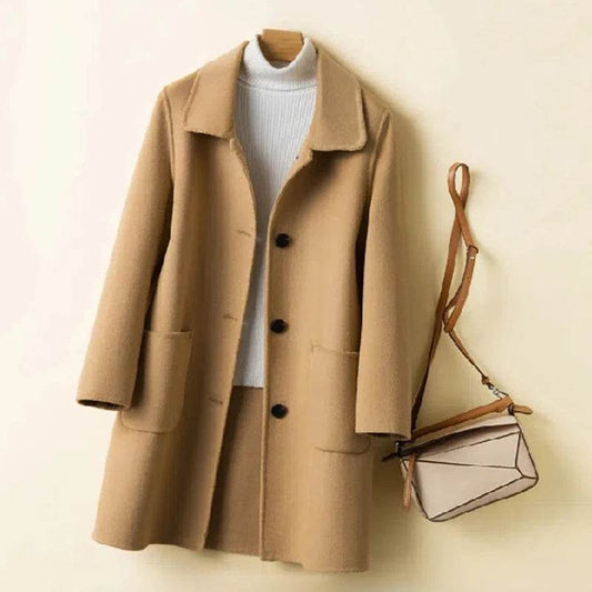 Buy Center Women's Solid Color Jackets - Elegant Retro Wool Blends - Buy Center UK