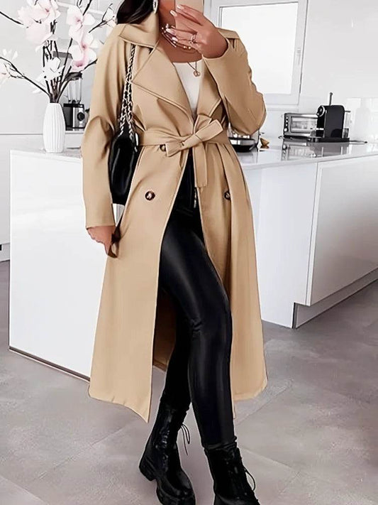 Buy Center Women's Double Breasted Wool Blend Trench Coat - Buy Center UK