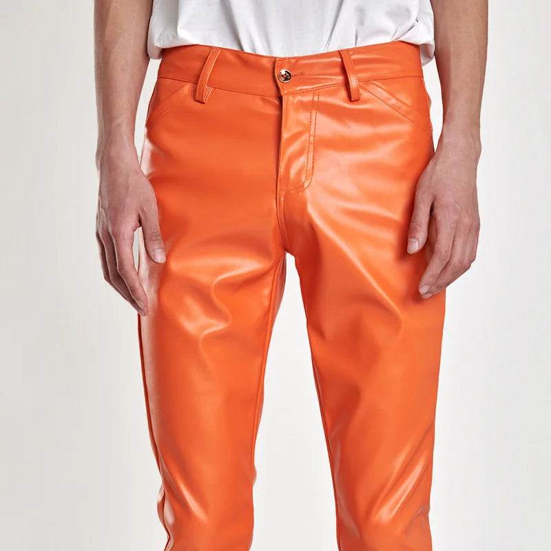 Buy Center Men's PU Leather Pants - Slim Fit Rock Style Trousers - Buy Center UK