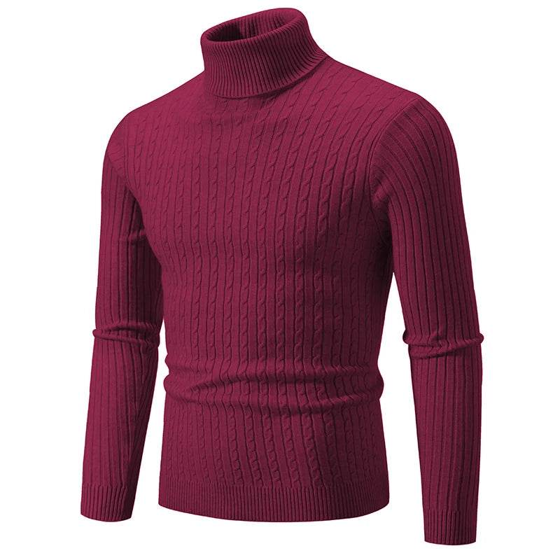 New Autumn Men's Jacquard Sweater - Cozy High Neck Turtleneck Pullover - Buy Center UK