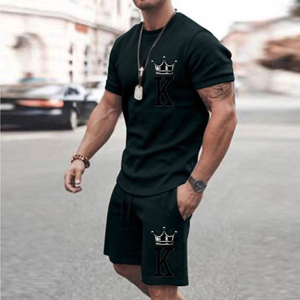 2025 Men's Summer Sports Set - Y2K Style 3D Poker King Design - Buy Center UK