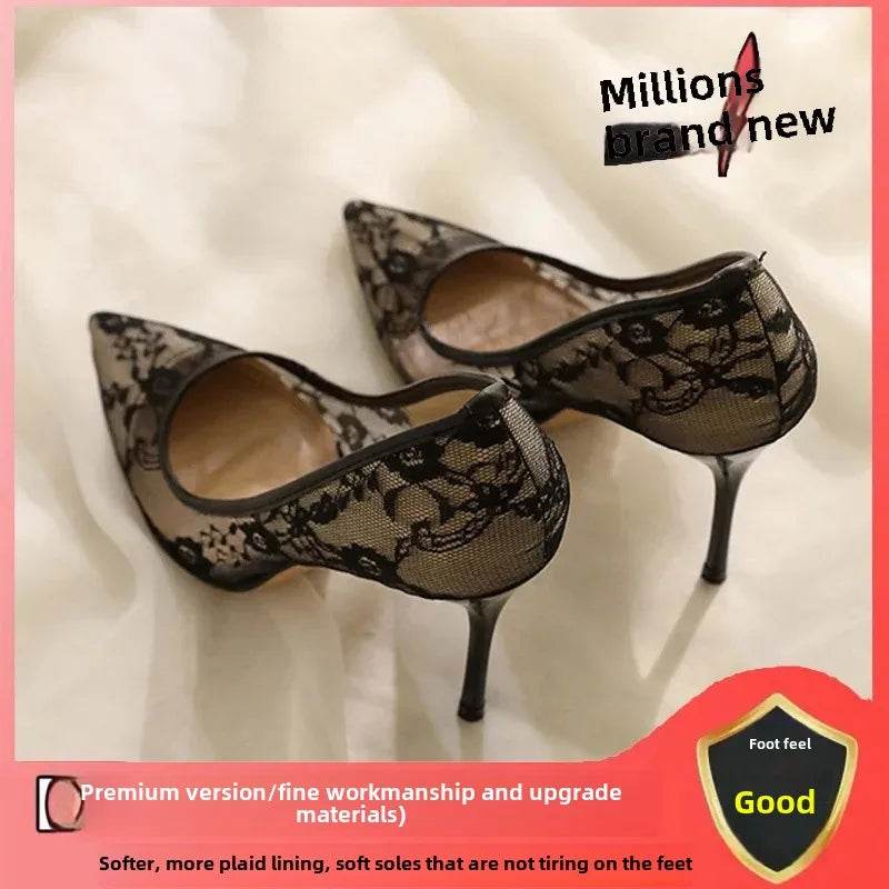Buy Center Elegant Pointed Toe High Heel Shoes - Summer Lace Design - Buy Center UK