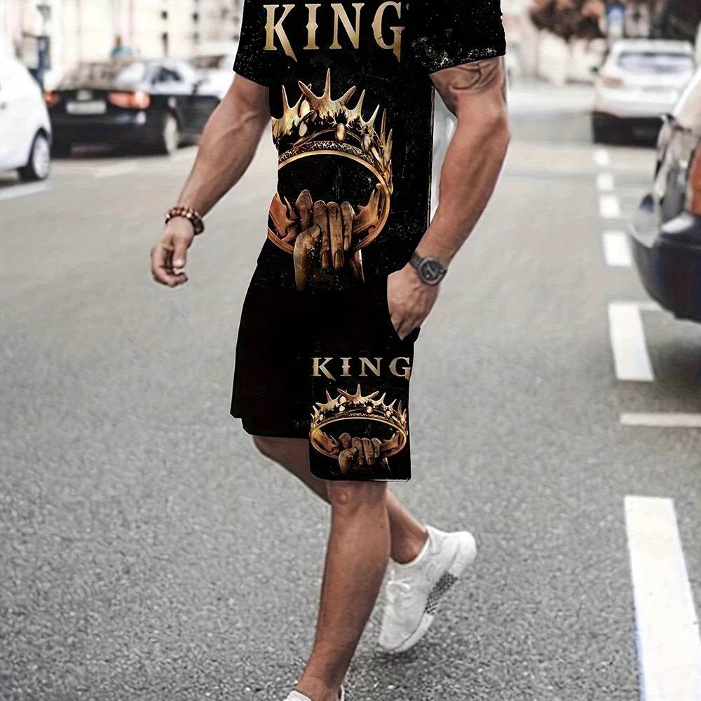 2025 Men's Summer Sports Set - Y2K Style 3D Poker King Design - Buy Center UK