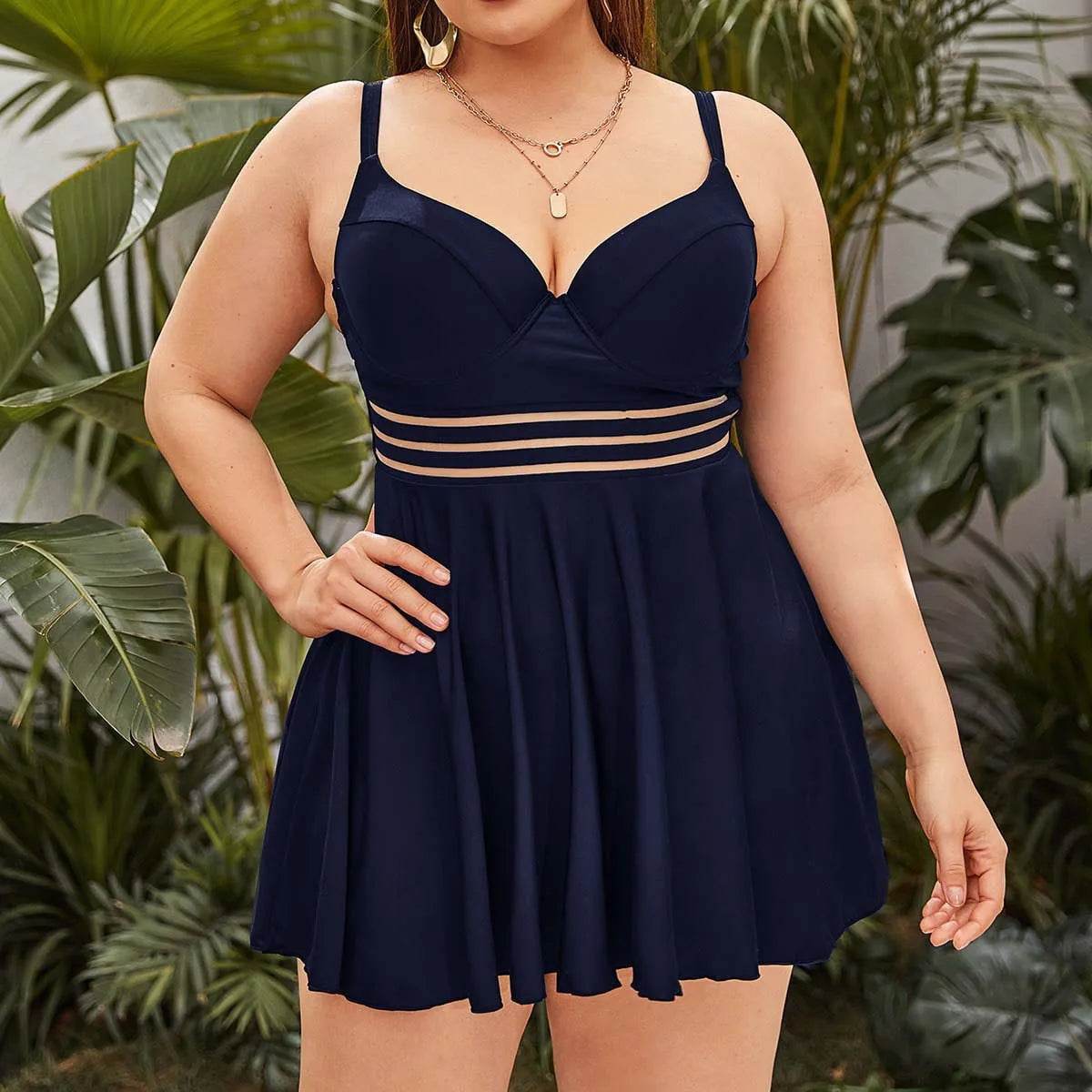 Buy Center 4XL Plus Size One Piece Swimwear - Elegant High Waist Bikini - Buy Center UK