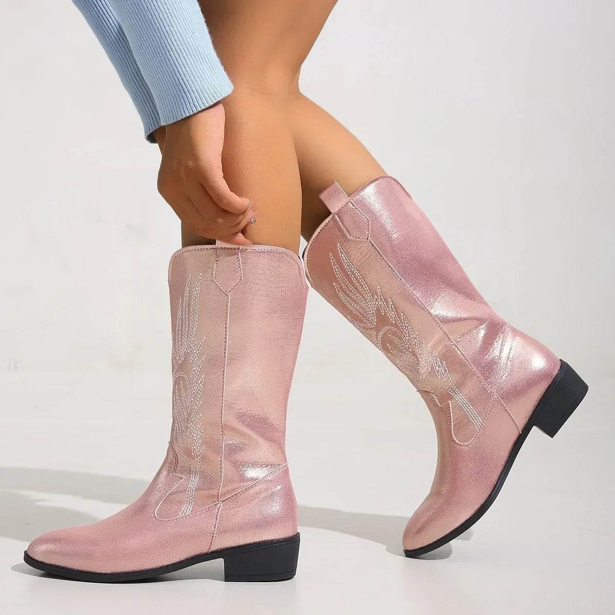 Women's Autumn Winter Slip-On Knight Boots - Thick Sole & Pointed Toe - Buy Center UK