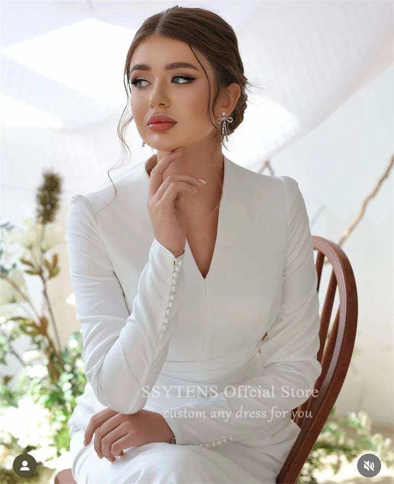 SSYTENS Long Sleeve Muslim Evening Dress - Elegant Mermaid Gown - Buy Center UK