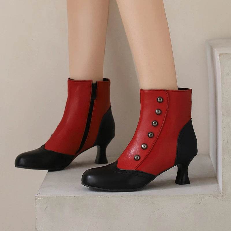 Buy Center Women's Mixed Colours Ankle Boots - Rivets & Kitten Heels - Buy Center UK