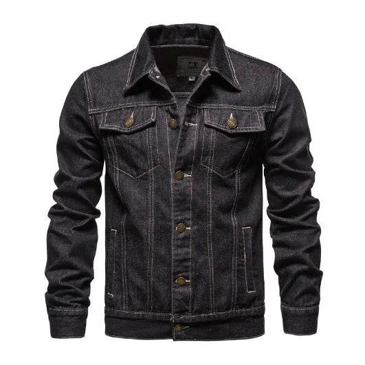 Buy Center Men’s Denim Coat - Casual Autumn Jacket, Turn Down Collar - Buy Center UK