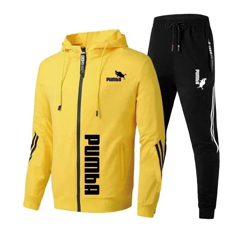 Buy Center 2024 Men's Tracksuit - Zipper Hooded Jacket & Slim Pants - Buy Center UK