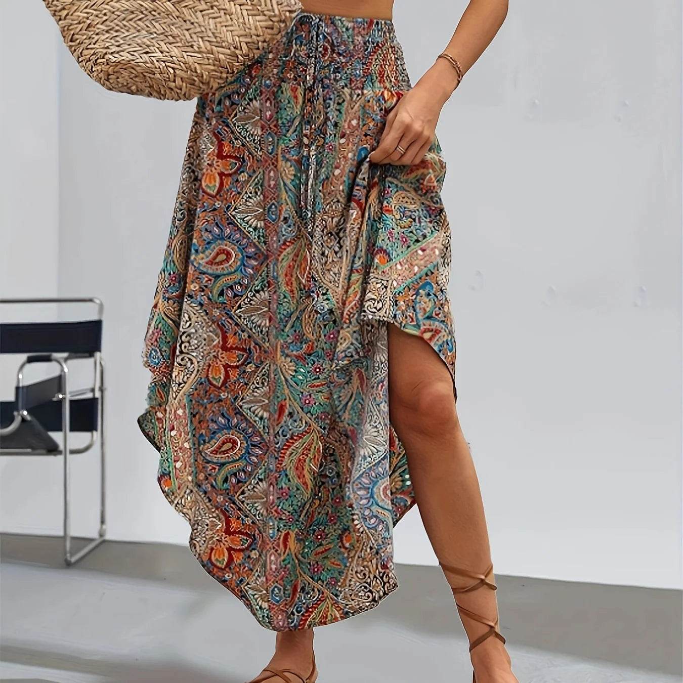Buy Center High Waist Floral Long Skirt - Casual Summer Style - Buy Center UK