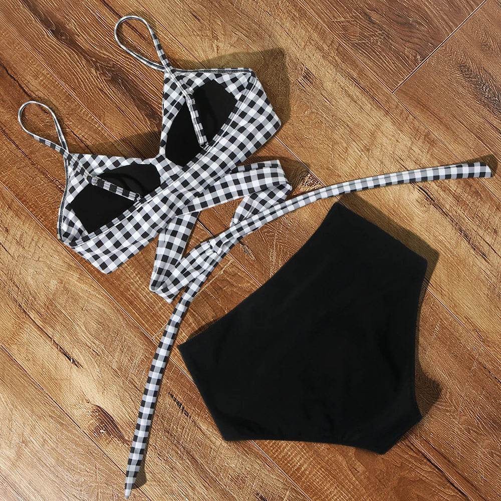Buy Center High Waist Floral Bikini Set - V-Neck Two Piece - Buy Center UK