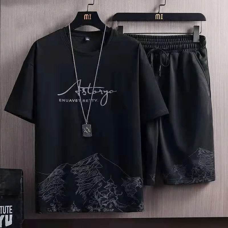 Men's Ice Silk Sports Suit - Stylish Printed Sweatshirt & Joggers - Buy Center UK