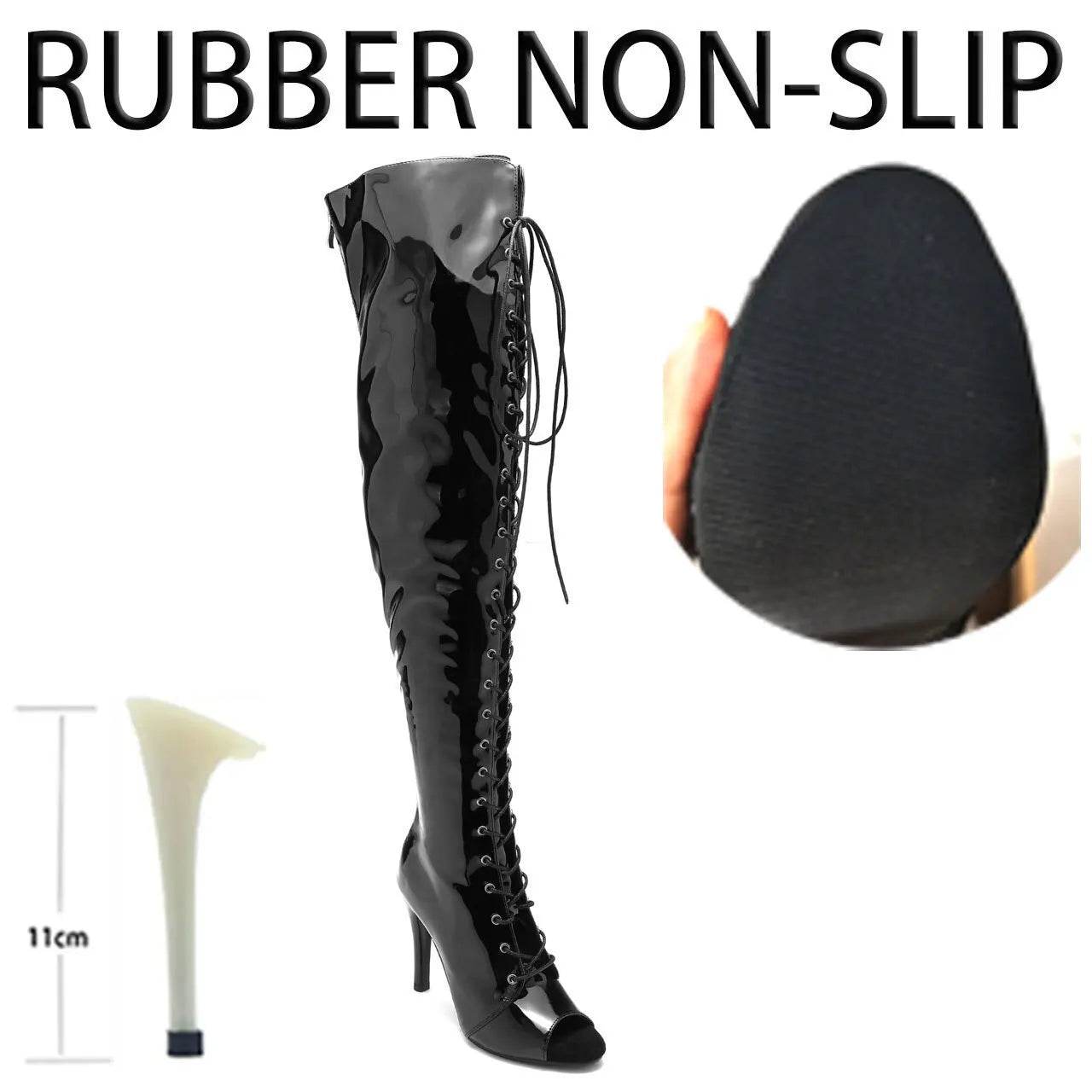 Knee Over Lace-up Stilettos - Customizable Latin Dance Booties - Buy Center UK