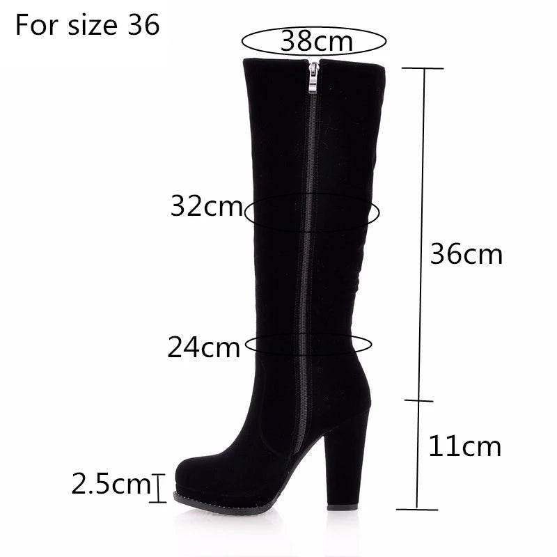 Women's Knee-High Winter Boots - Stylish Waterproof High Heels - Buy Center UK