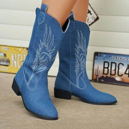 Women's Autumn Winter Slip-On Knight Boots - Thick Sole & Pointed Toe - Buy Center UK