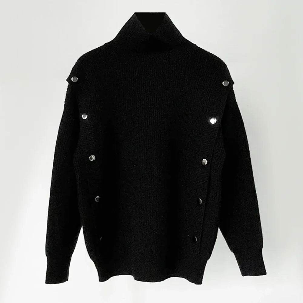 Buy Center Men's Turtleneck Knitted Sweater - Casual Loose Fit - Buy Center UK